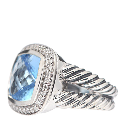 David Yurman Sterling Silver Diamond Blue Topaz 11mm Albion Ring 52 6 3 of 5