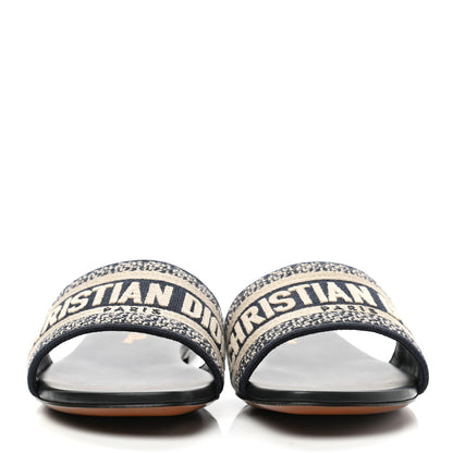 Christian Dior Canvas Embroidered Dway Mules Slide Sandals 37 Deep Blue 2 of 9