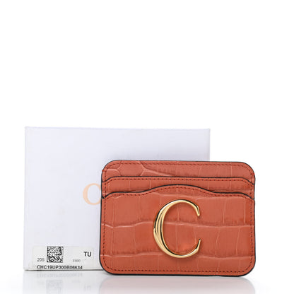 Chloe Crocodile Embossed Calfskin C Card Holder Brown 10 of 10