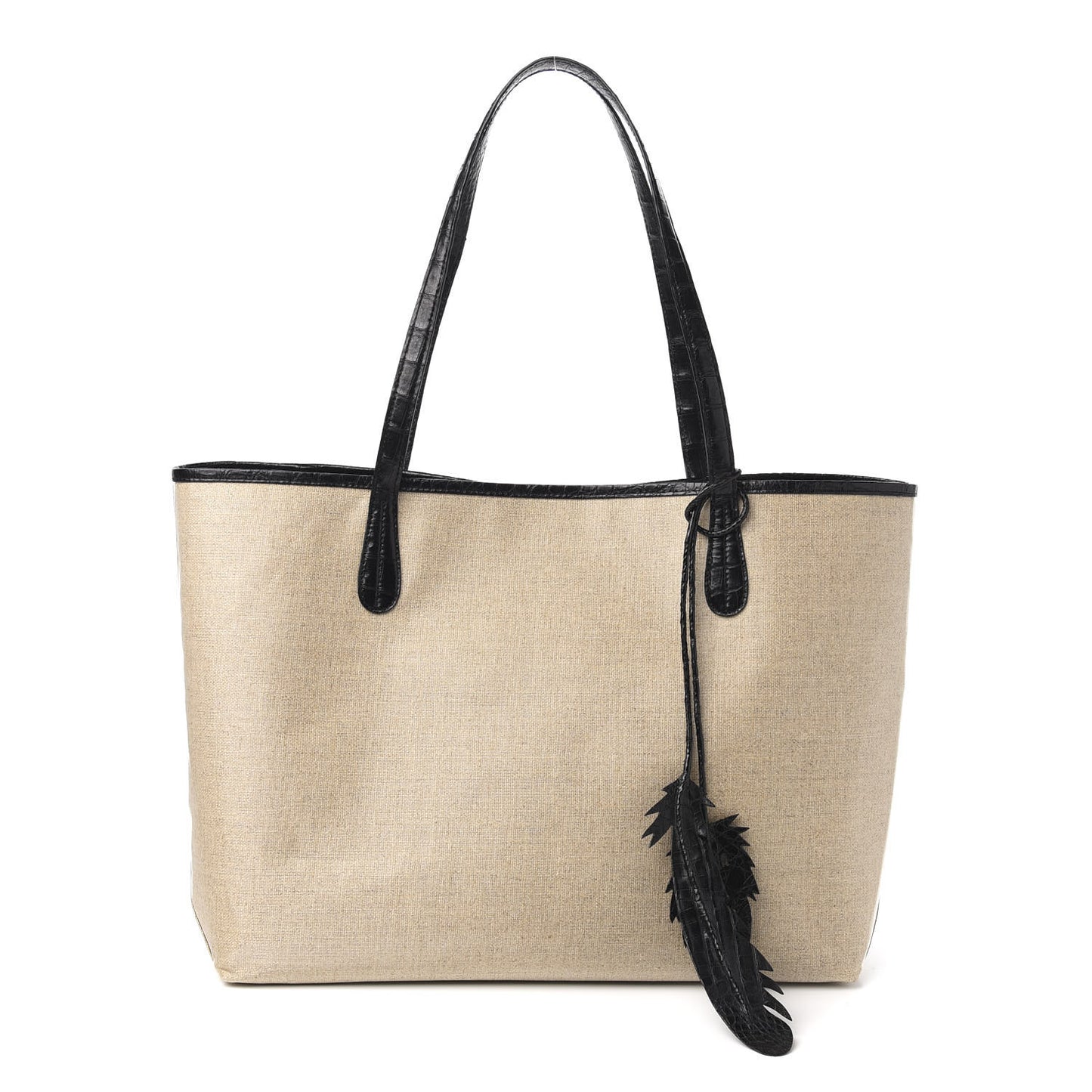 Linen Crocodile Medium Erica Shopper Tote Black
