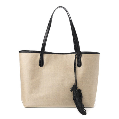 Nancy Gonzalez Linen Crocodile Medium Erica Shopper Tote Black 1 of 9