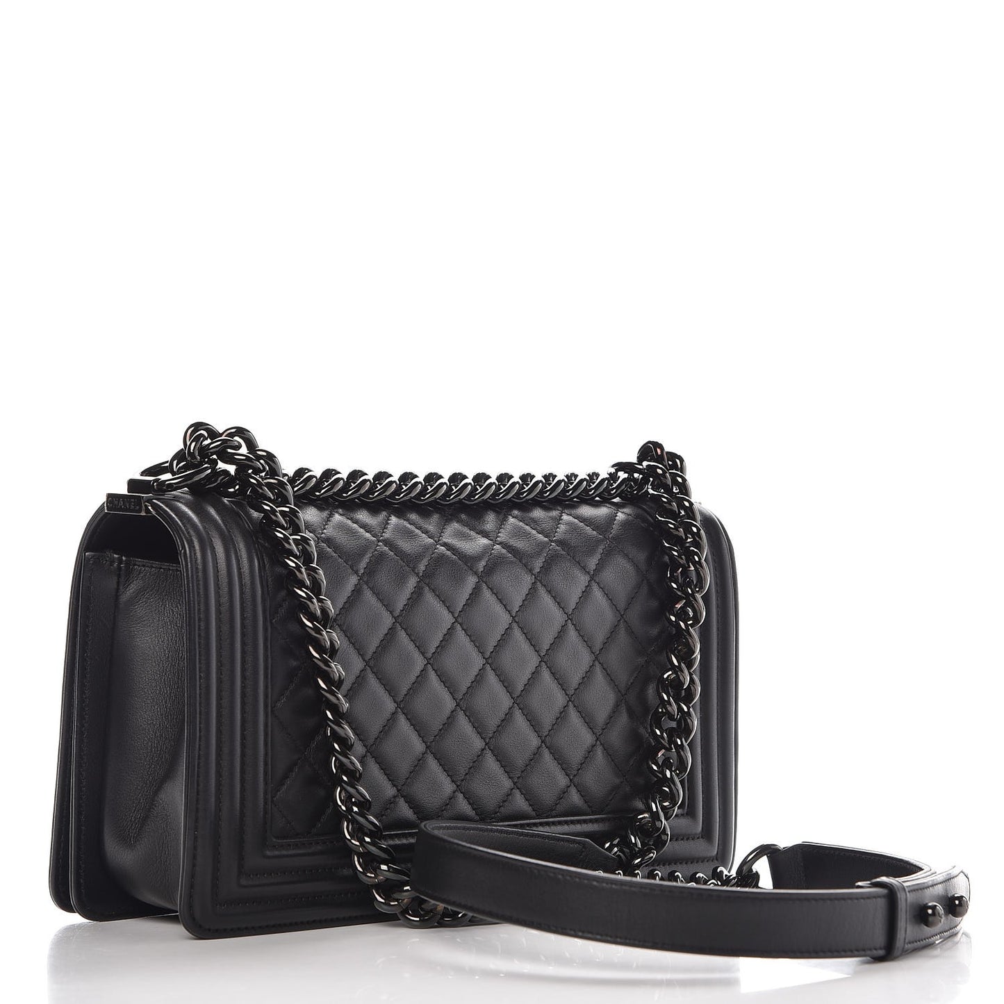 Calfskin Quilted Medium Boy Flap So Black