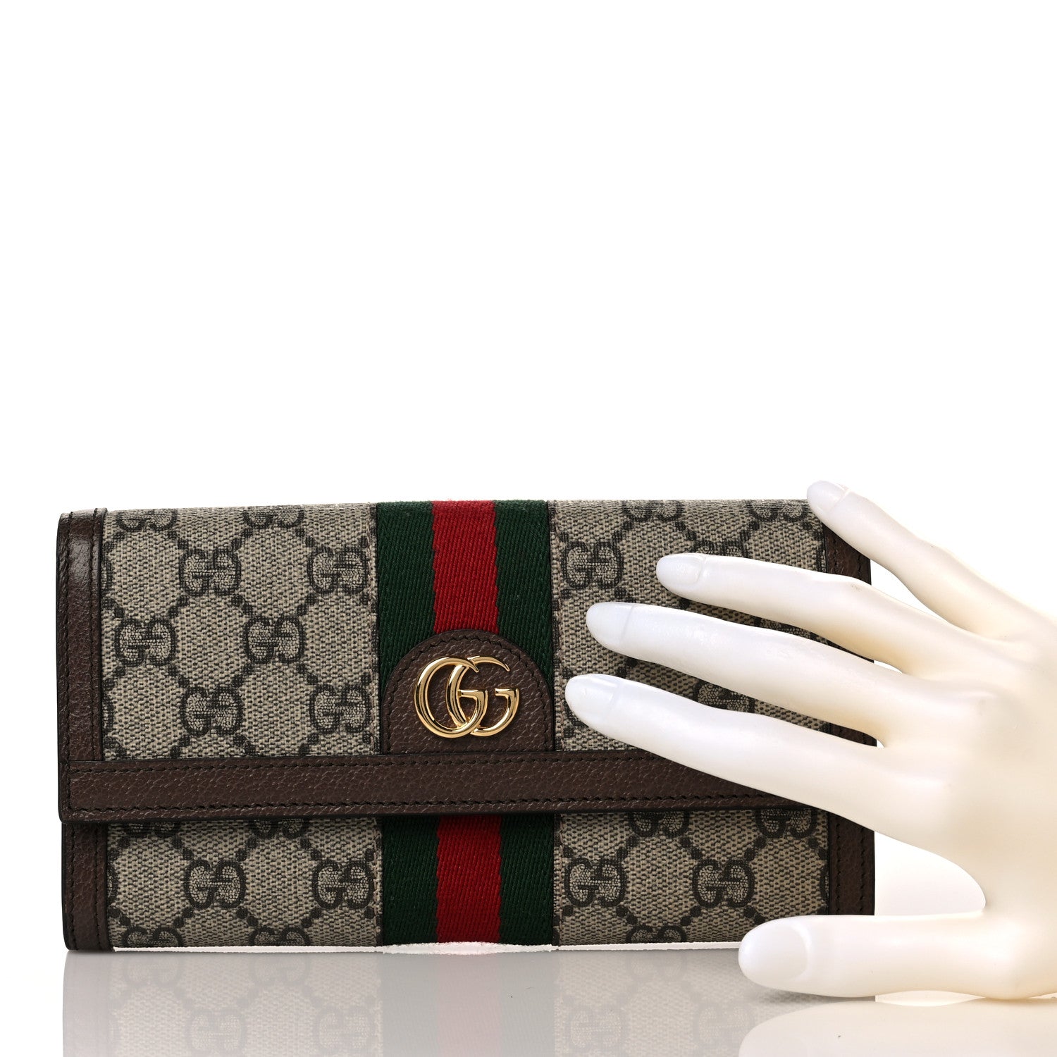 Gucci GG Supreme Monogram Web Ophidia Continental Wallet Brown 2 of 9