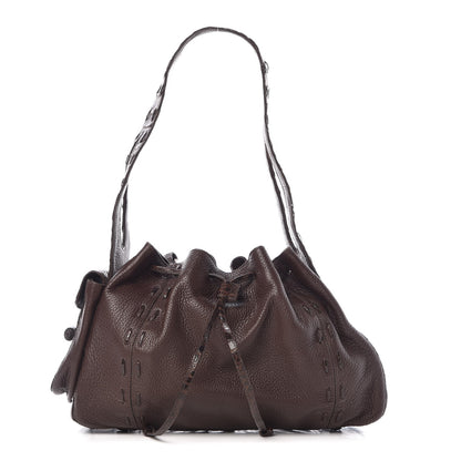 Nancy Gonzalez Calfskin Crocodile Shoulder Tote Brown 1 of 11