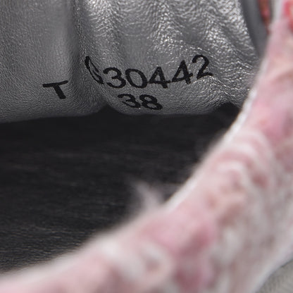 Chanel Tweed Suede Calfskin Sneakers 38 Silver Pink 8 of 8