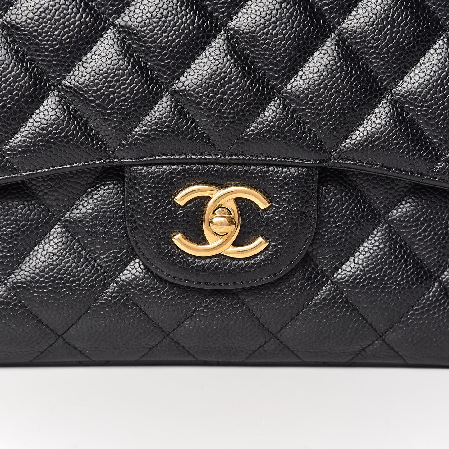 Caviar Quilted Jumbo Double Flap Black