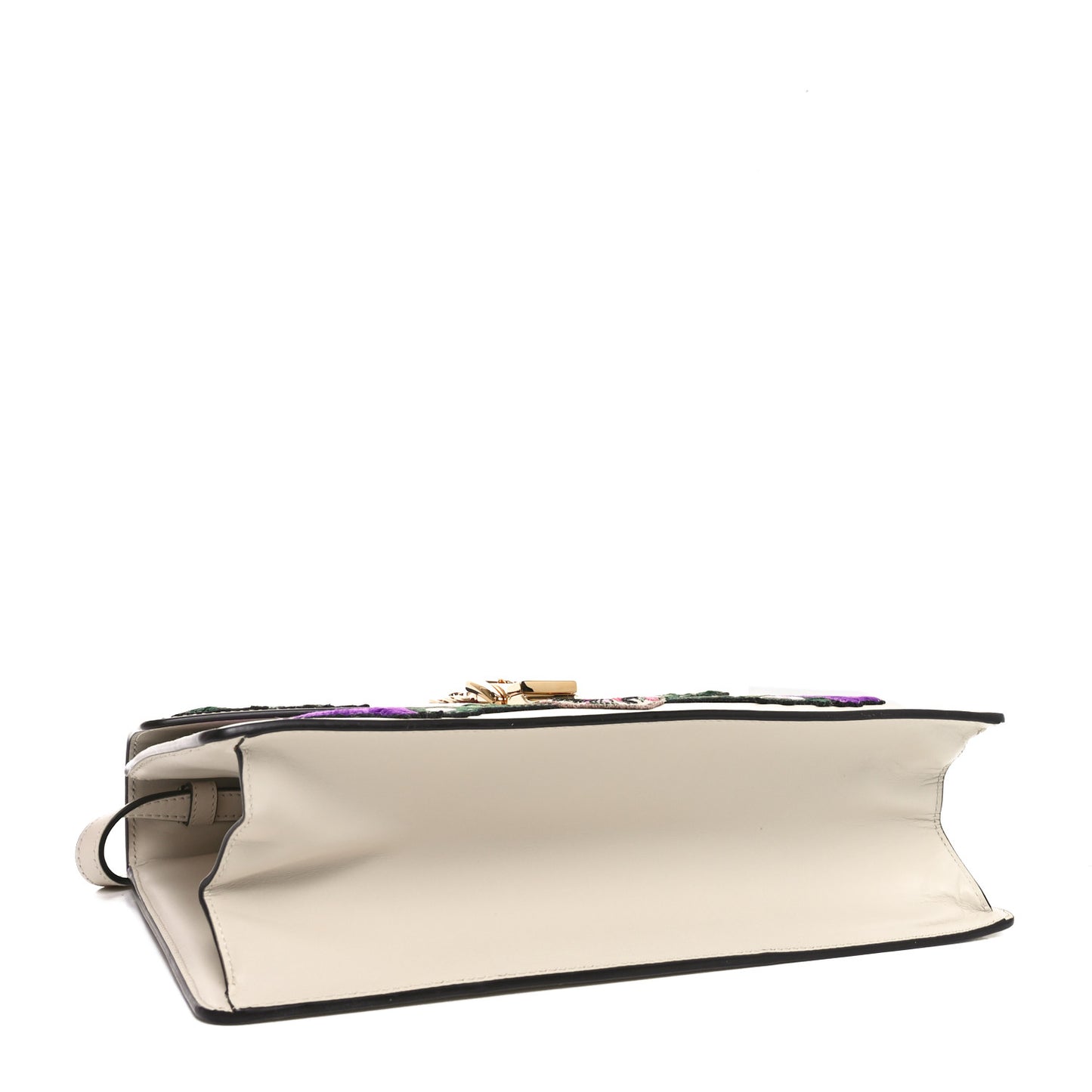 Calfskin Embroidered Medium Sylvie Top Handle Bag White