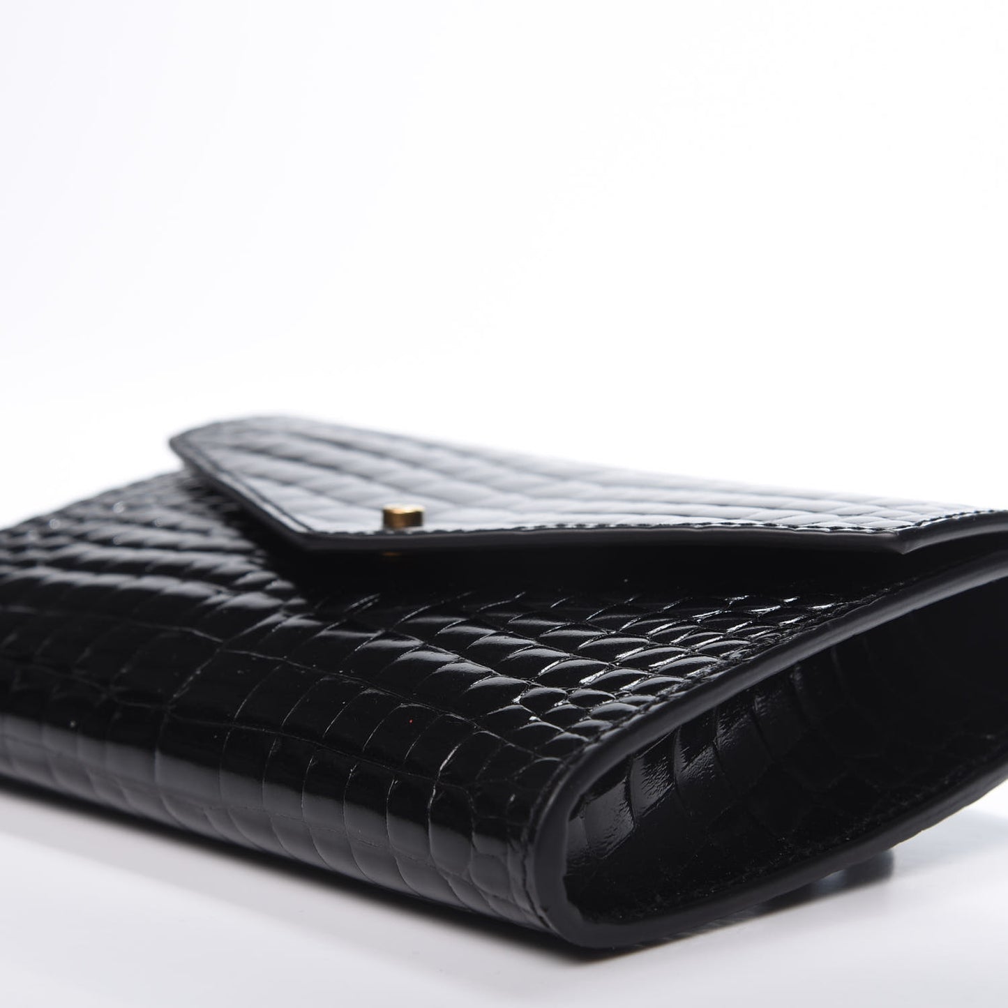 Calfskin Crocodile Embossed Envelope Belt Bag Black