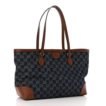 Gucci New Denim GG Monogram Medium Ophidia Shopping Tote Blue Tea Cuir 3 of 10