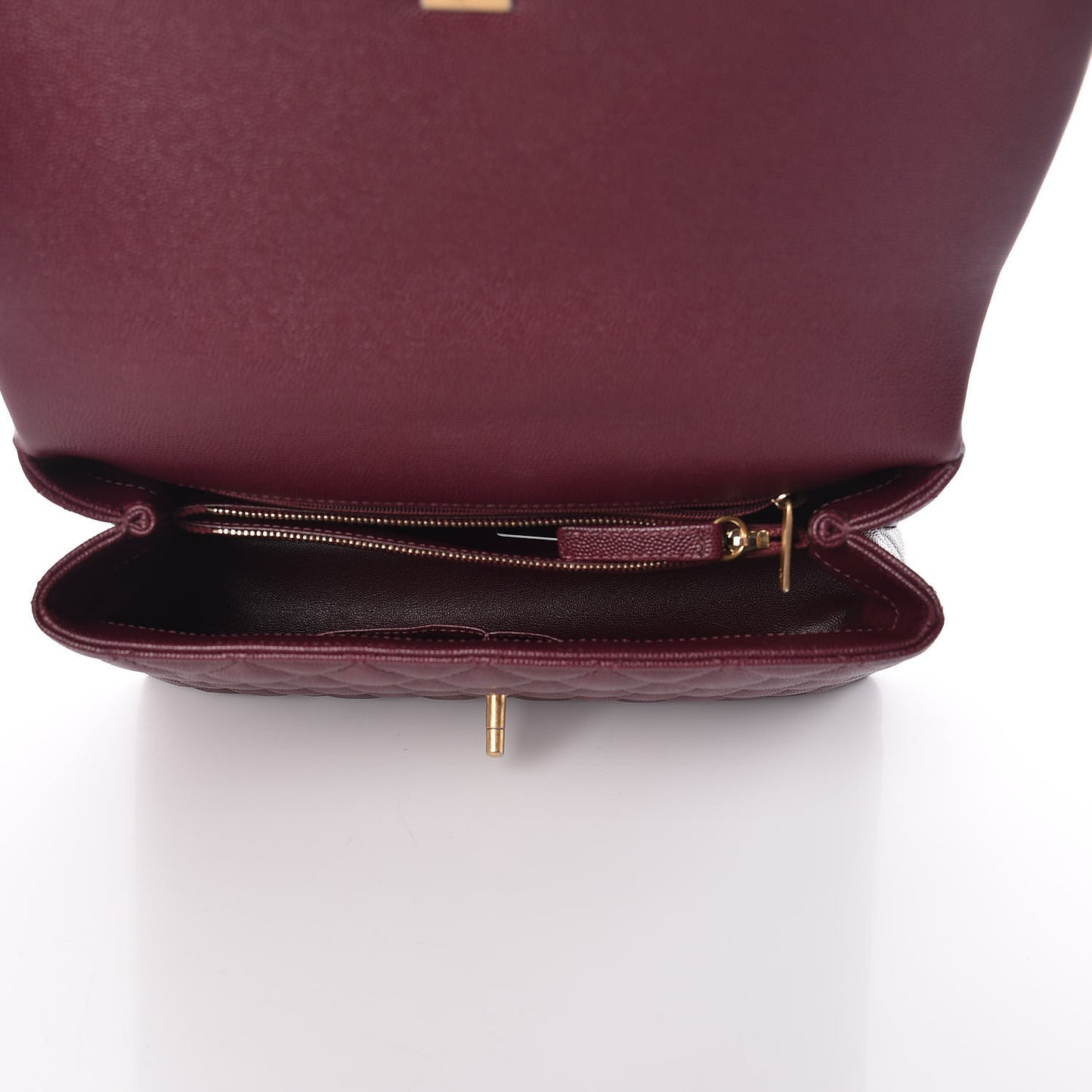Caviar Elaphe Quilted Small Coco Handle Flap Burgundy