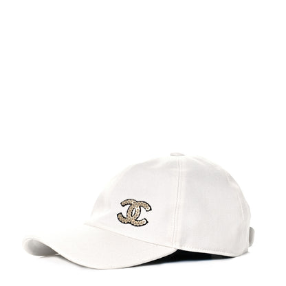 Chanel Cotton Sequin CC Cap Hat Ivory 1 of 8