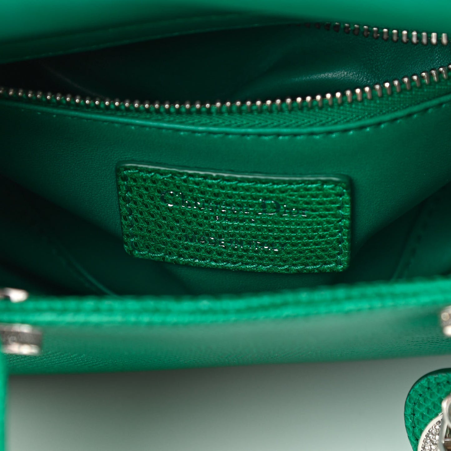 Lizard Swarovski Crystal Mini Lady Dior Green