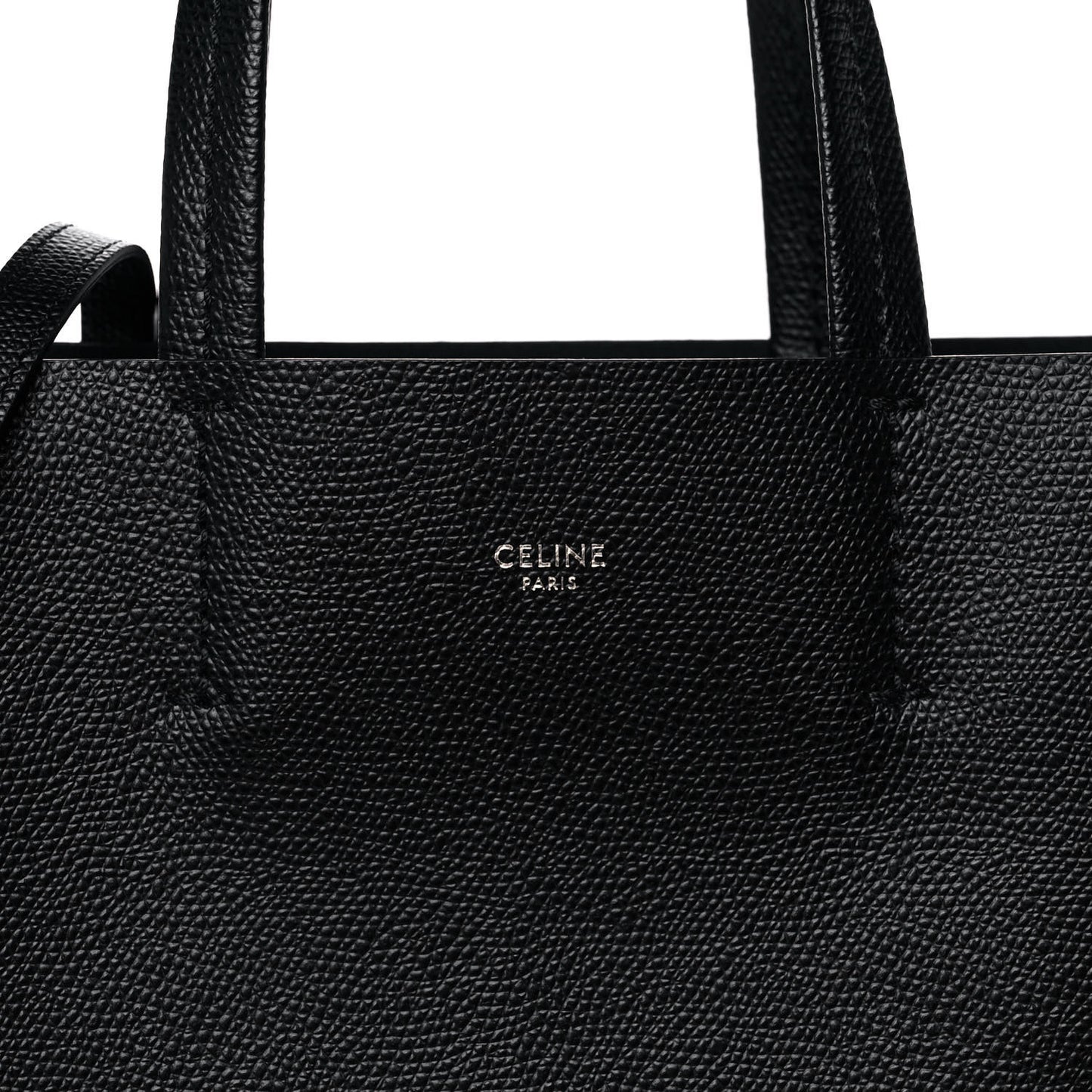 Grained Calfskin Small Vertical Cabas Black