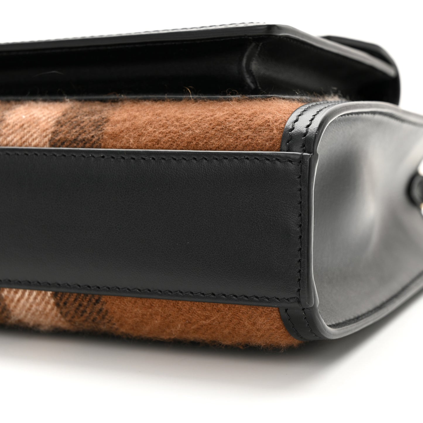 Smooth Calfskin Cashmere Check Mini Pocket Bag Brown