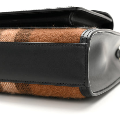 Burberry Smooth Calfskin Cashmere Check Mini Pocket Bag Brown 9 of 10