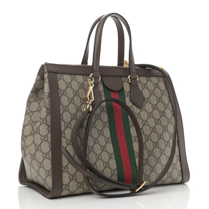 Gucci GG Supreme Monogram Web Medium Ophidia Tote Bag Brown 3 of 12