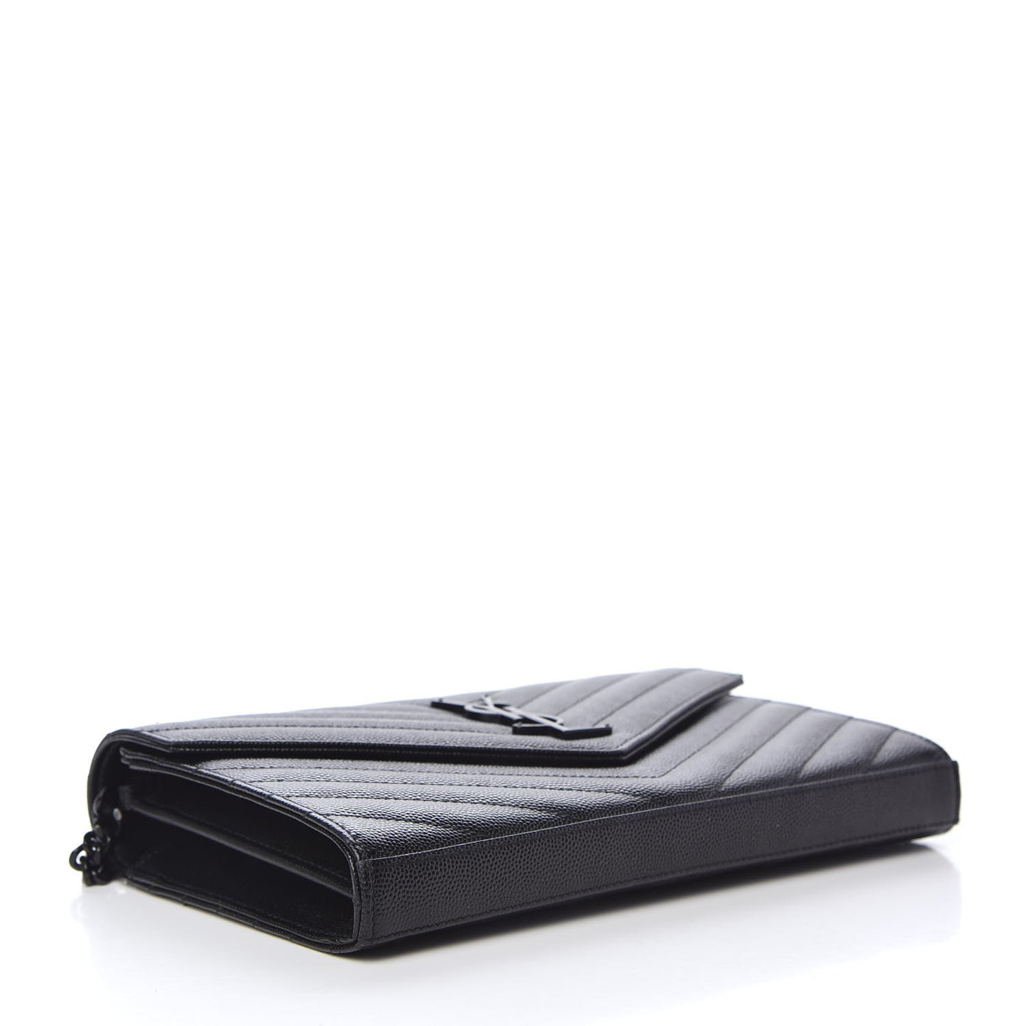 Grain De Poudre Matelasse Chevron Monogram Chain Wallet Black