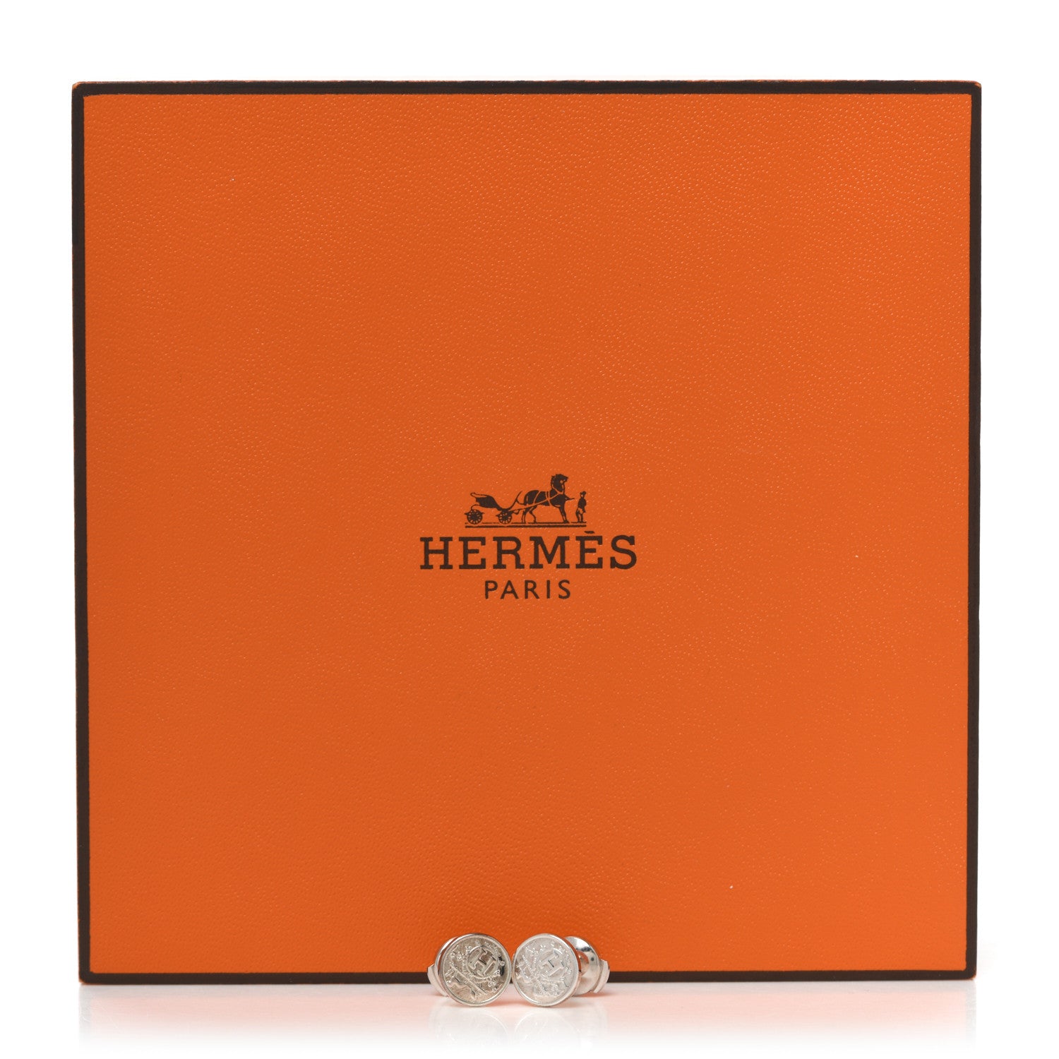 Hermes Sterling Silver TPM Ex-Libris Earrings 5 of 5