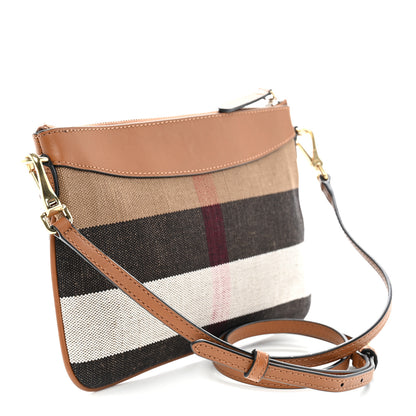 Burberry House Check Derby Peyton Crossbody Clutch Bag Tan 3 of 11