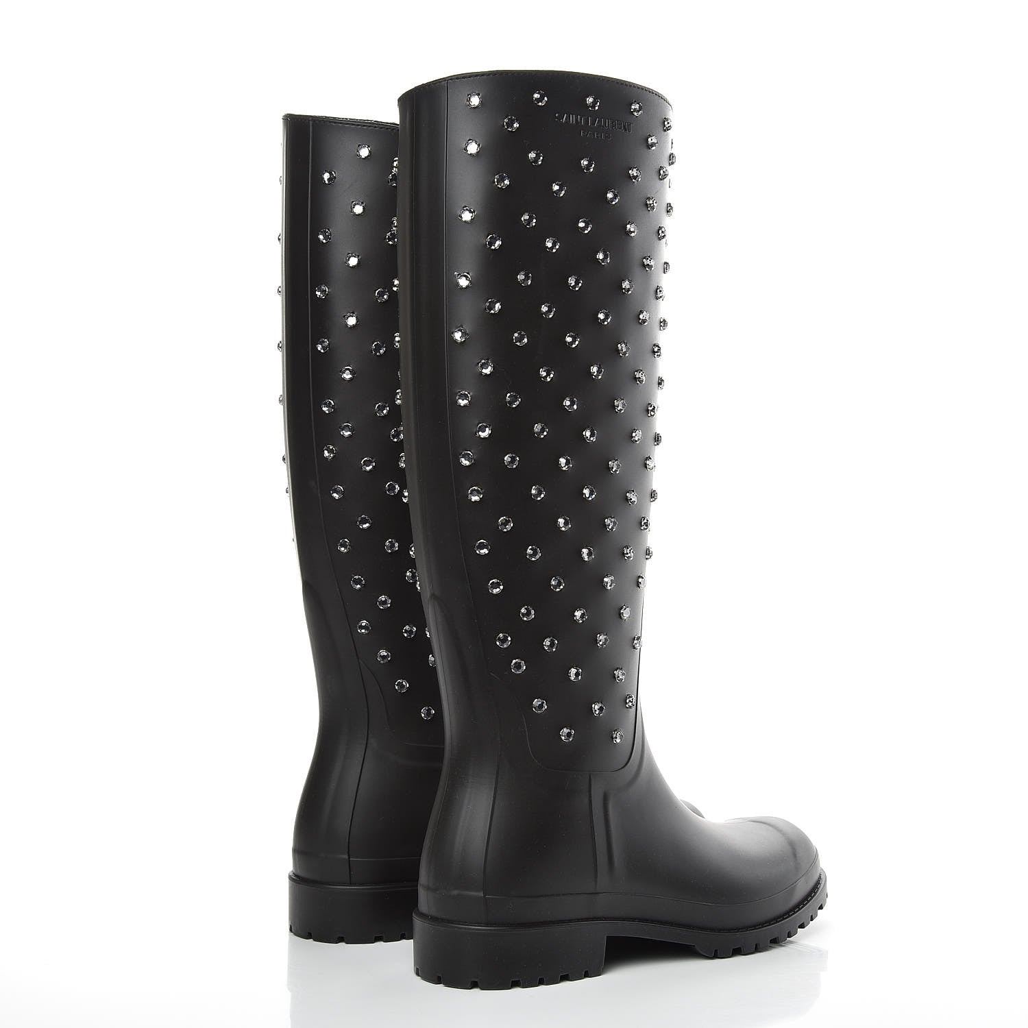 Saint Laurent Rubber Crystal Rain Boots 36 Black 4 of 8
