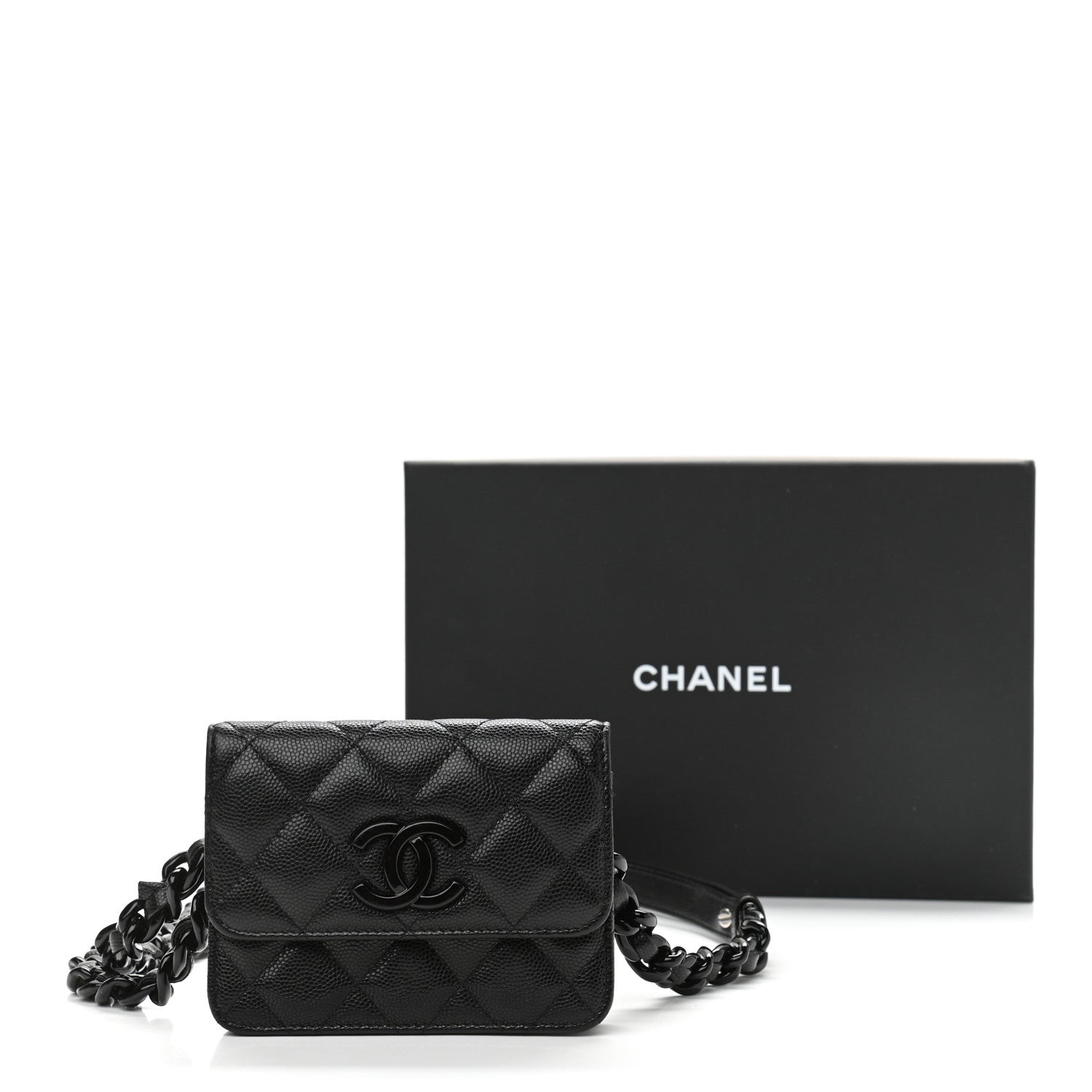 Chanel Caviar Quilted Incognito Belt Flap Card Holder Black 12 of 12
