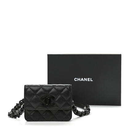Chanel Caviar Quilted Incognito Belt Flap Card Holder Black 12 of 12