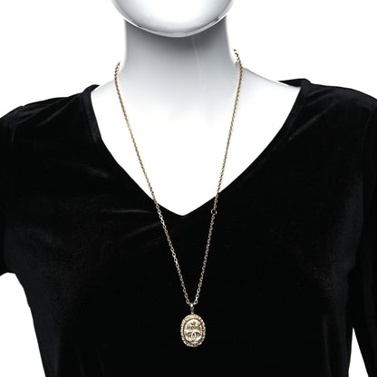 Chanel Crystal CC Crown Signet Necklace Gold 2 of 5