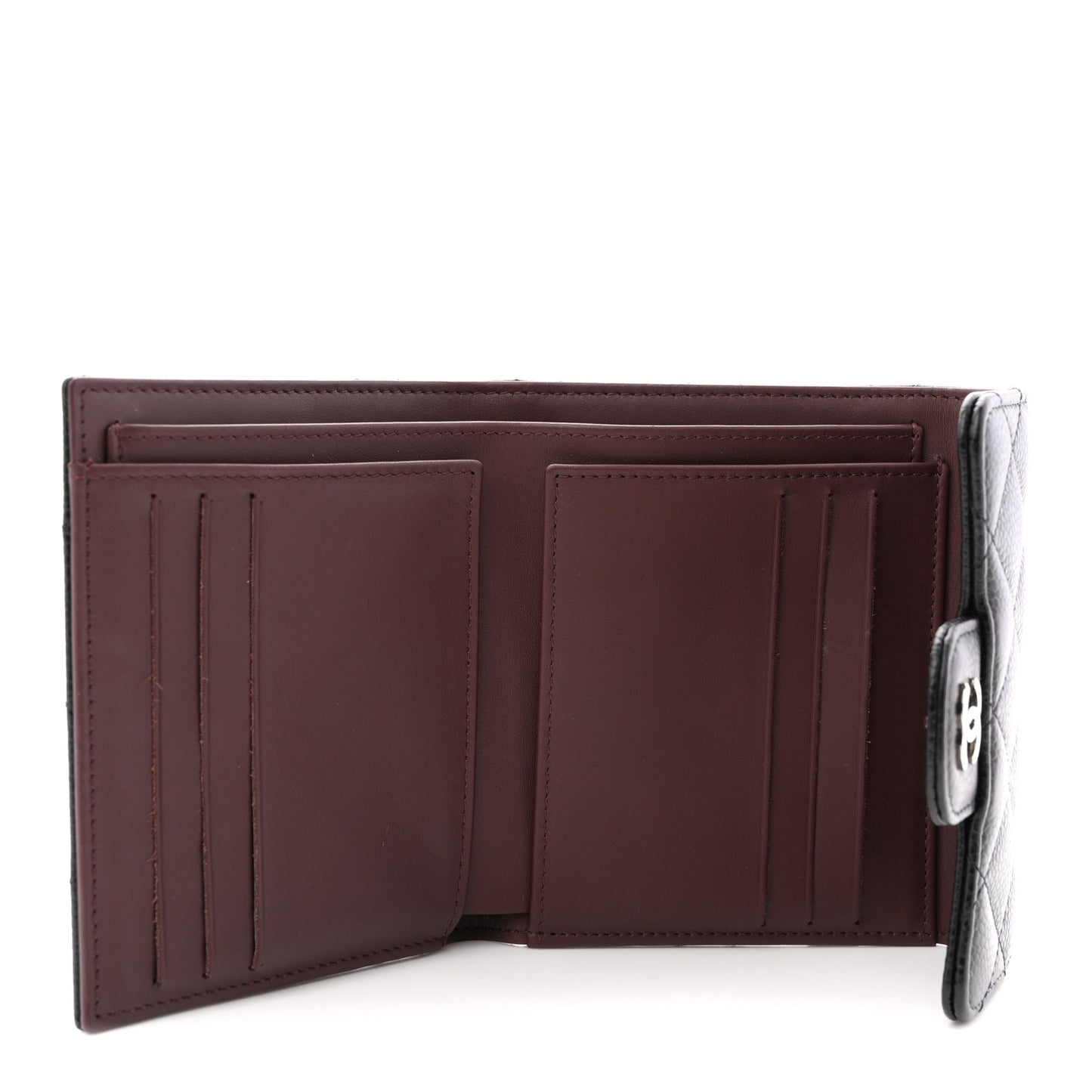 Caviar Quilted Compact Flap Wallet Black 39.5 Ivory Black