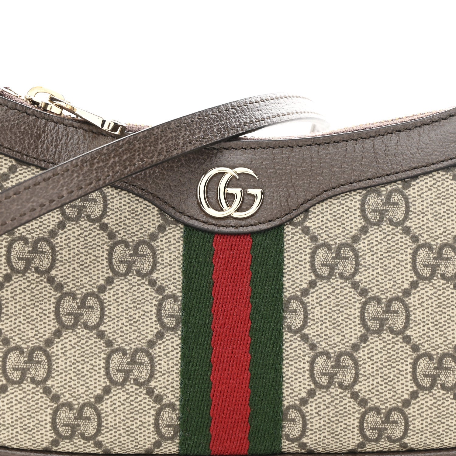 Gucci GG Supreme Monogram Textured Dollar Calfskin Web Mini Ophidia Shoulder Bag Beige Ebony New Acero 7 of 10