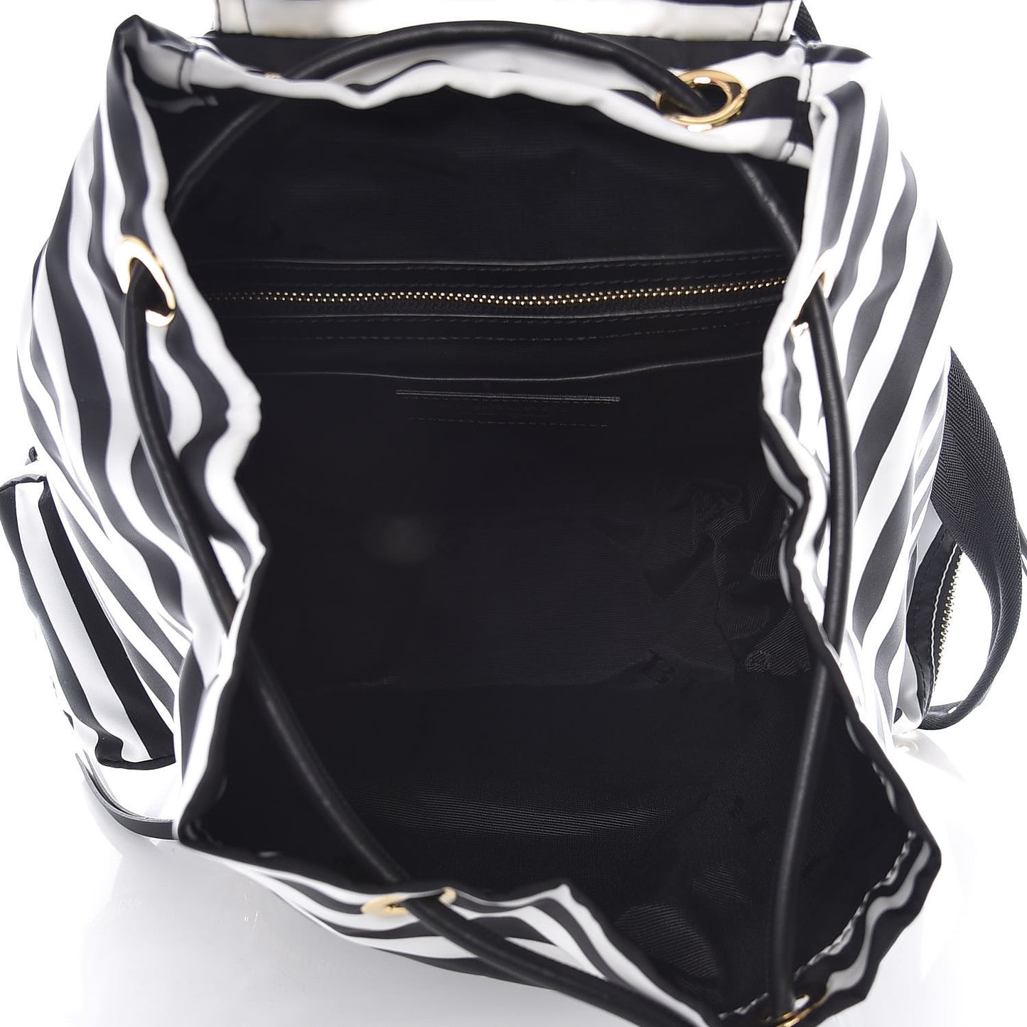 Nylon Striped Medium Rucksack Backpack Black White