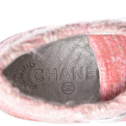 Chanel Tweed Suede Calfskin Sneakers 36 Silver Pink 7 of 12