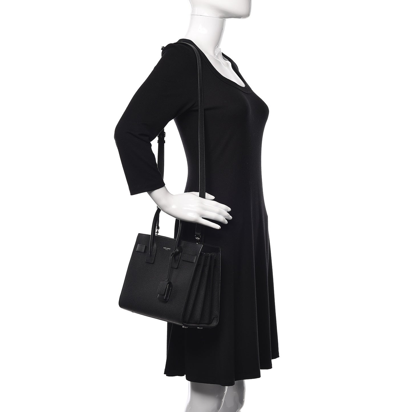 Grained Calfskin Baby Sac De Jour Black