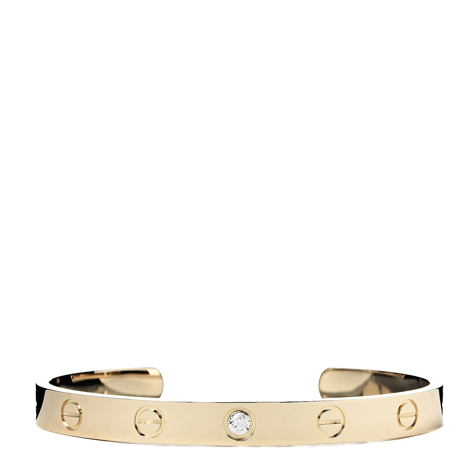 Cartier 18K Yellow Gold 1 Diamond LOVE Cuff Bracelet 16 1 of 6