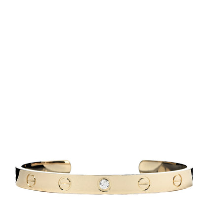 Cartier 18K Yellow Gold 1 Diamond LOVE Cuff Bracelet 16 1 of 6