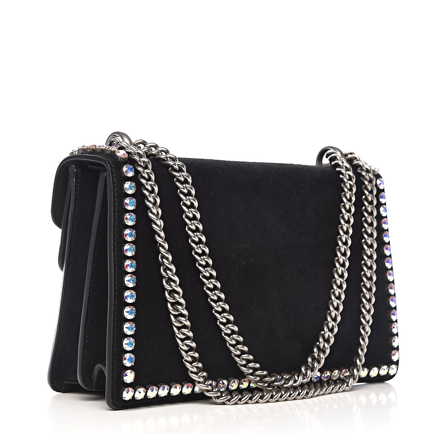 Gucci Suede Crystal Small Dionysus Shoulder Bag Black 3 of 12