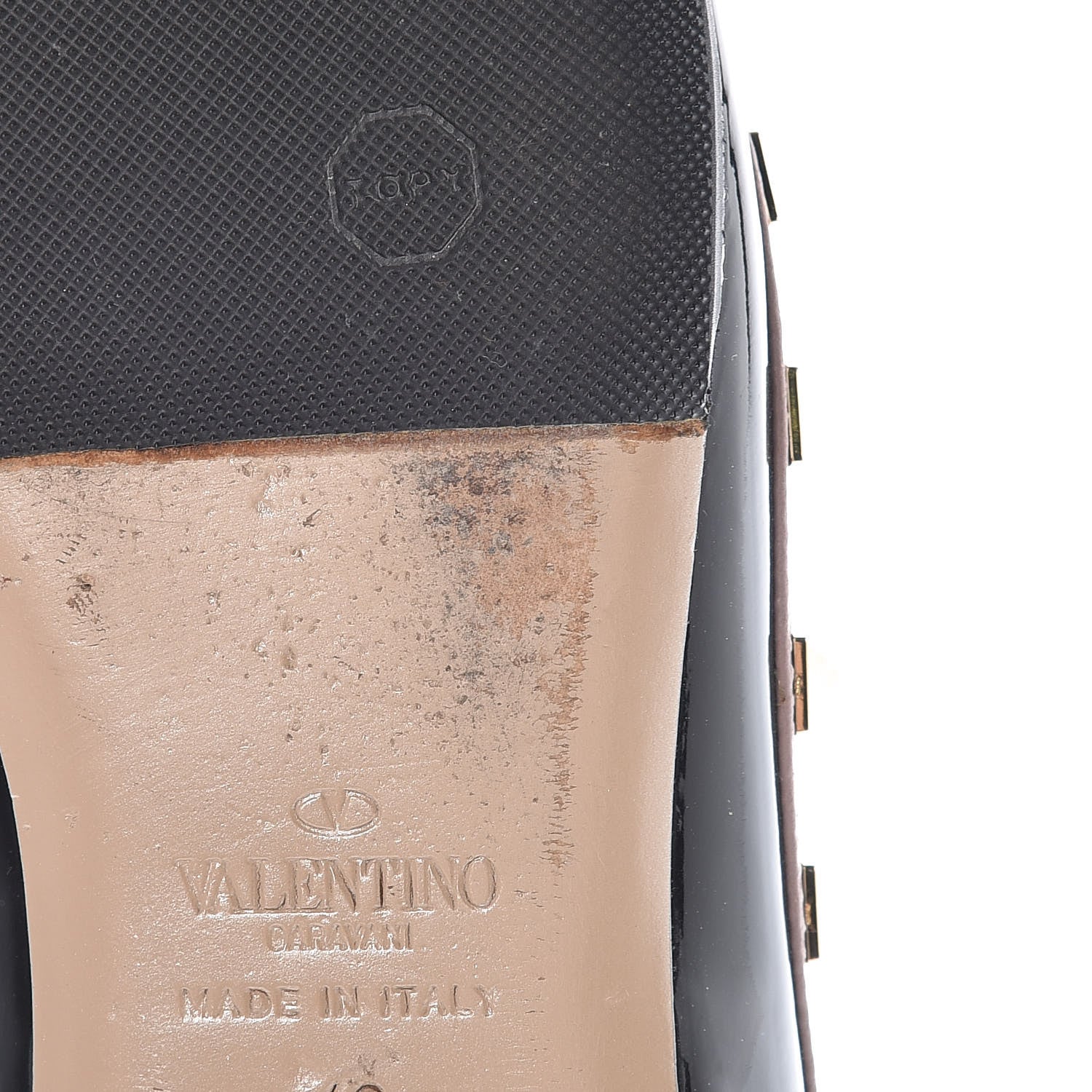 Valentino Garavani Patent Rockstud Ballerina Flats 40 Black Poudre 12 of 19