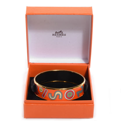 Hermes Enamel Printed Tohu Bohu Wide Bracelet Orange 70 5 of 5