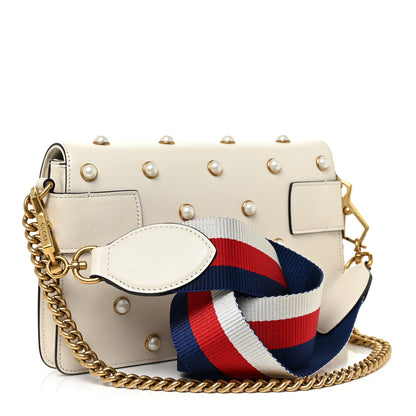Gucci Nappa Pearl Studded Mini Queen Margaret Broadway Shoulder Bag Mystic White 3 of 11