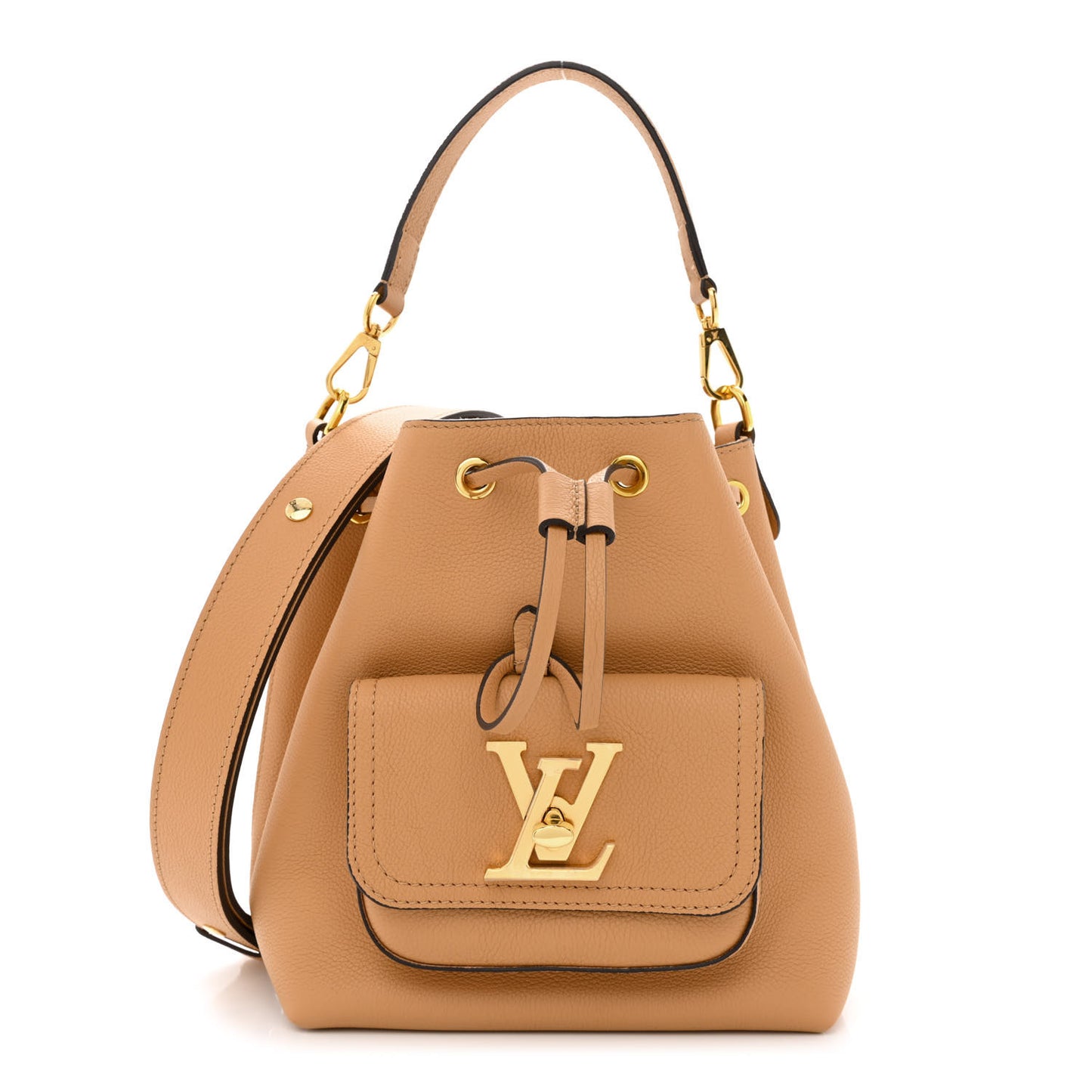 Calfskin Lockme Bucket MM Arizona Beige