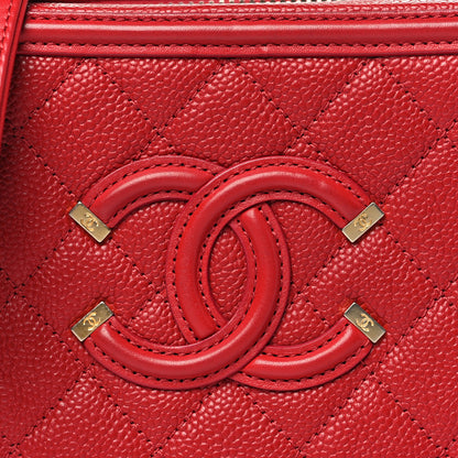 Chanel Caviar Quilted Small CC Filigree Vanity Case Red 8 of 10