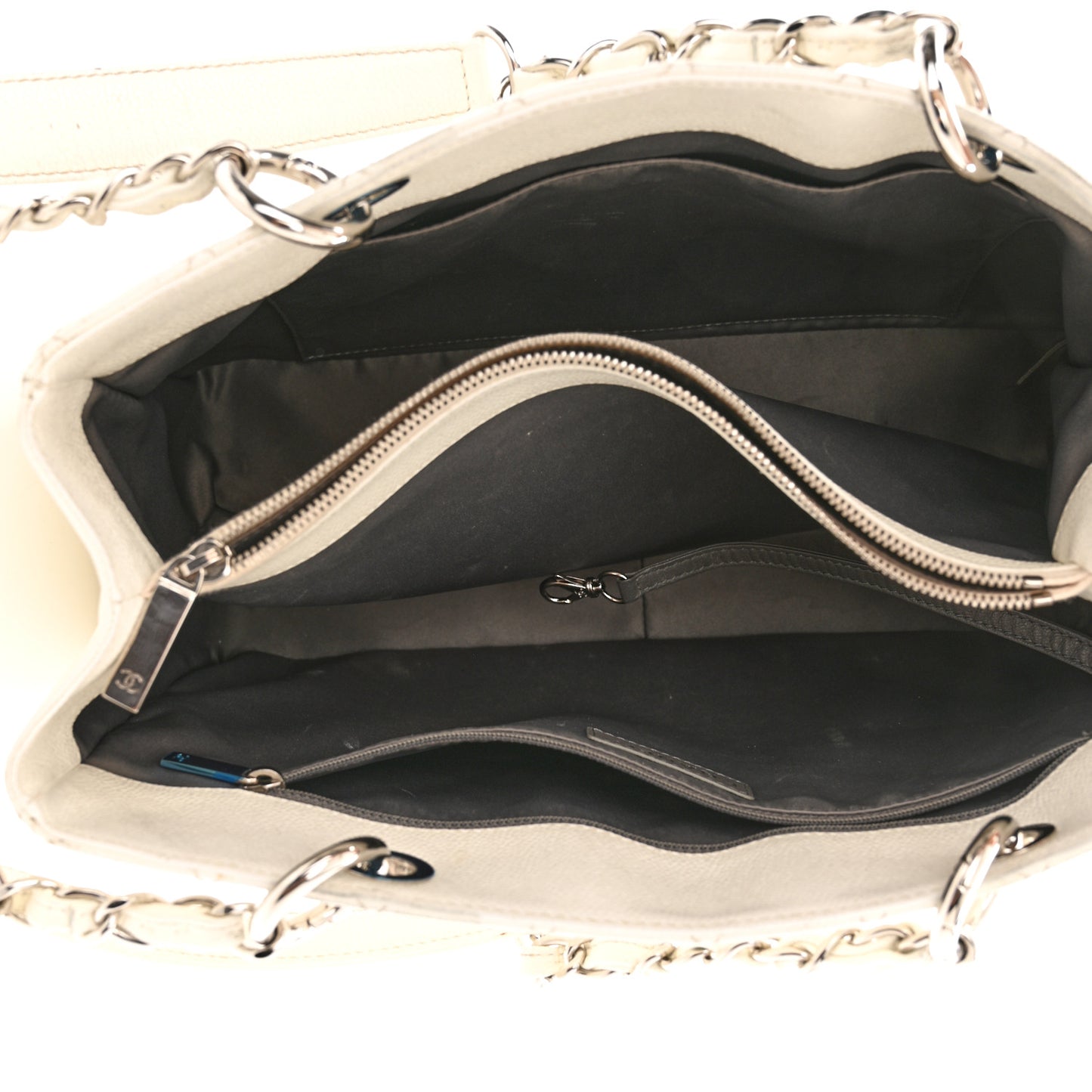 Caviar Quilted Grand Shopping Tote GST White