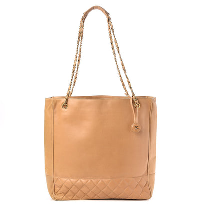 Chanel Lambskin Quilted Tote Beige 1 of 9