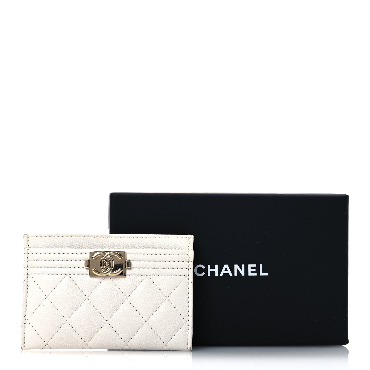 Chanel Caviar Quilted Boy Card Holder White 14 of 14