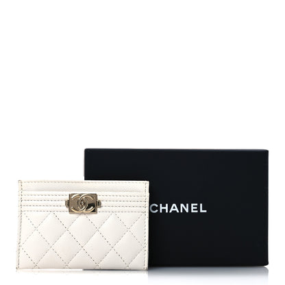 Chanel Caviar Quilted Boy Card Holder White 14 of 14