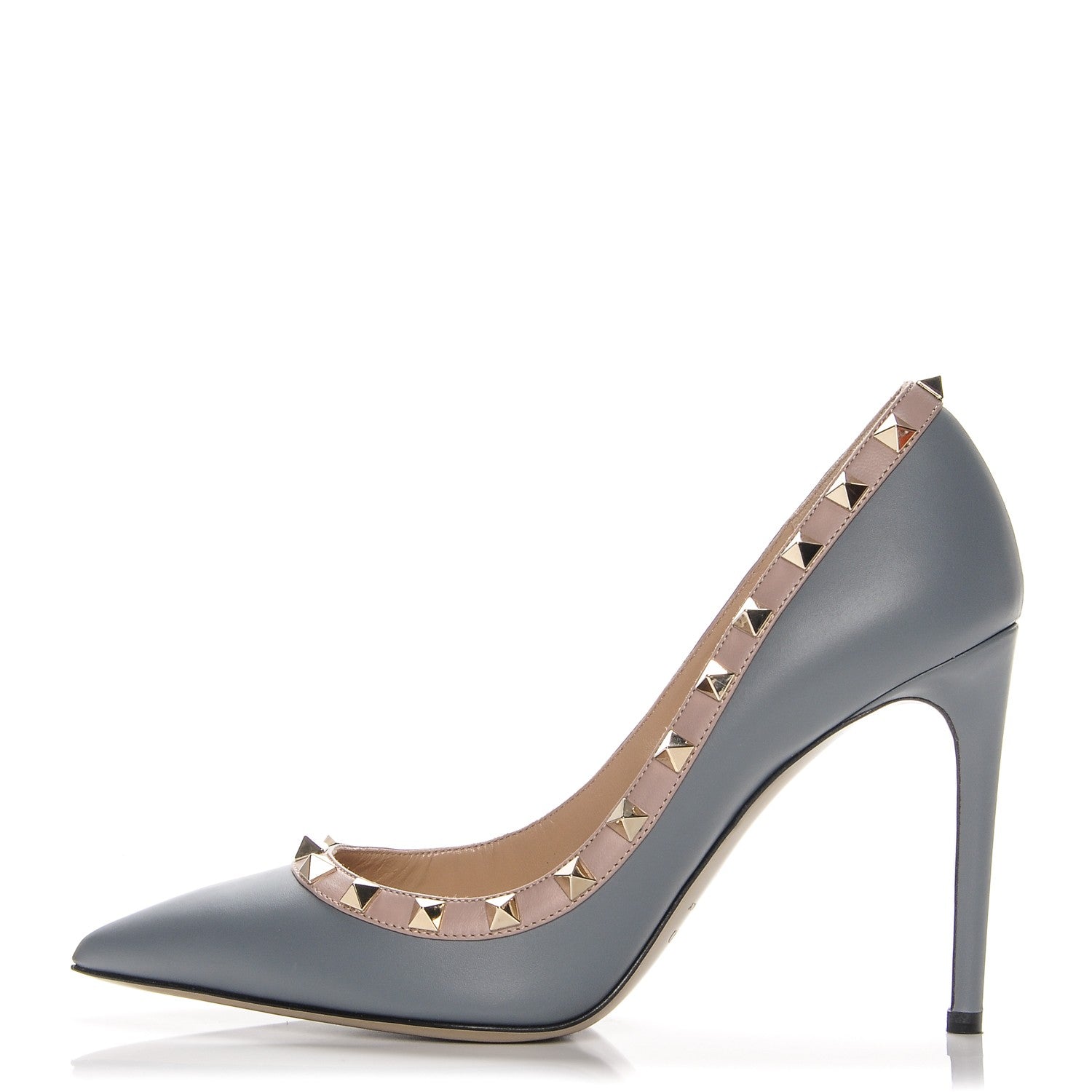 Valentino Garavani Nappa Rockstud 100mm Pumps 37.5 Stone Poudre 1 of 7