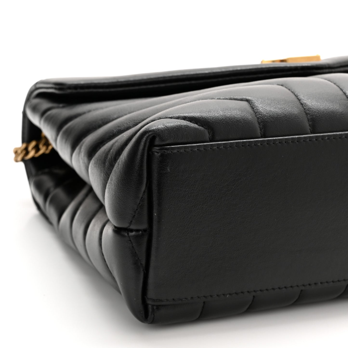 Calfskin Y Quilted Monogram Small Loulou Chain Satchel Black