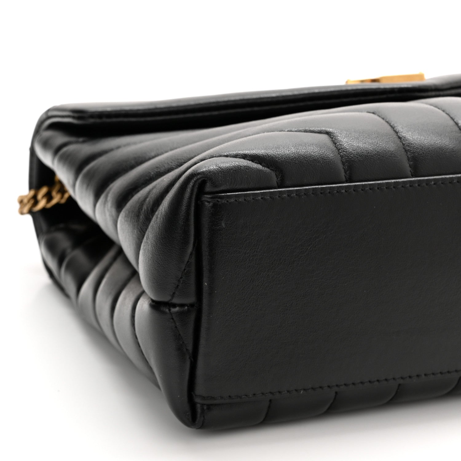 Saint Laurent Calfskin Y Quilted Monogram Small Loulou Chain Satchel Black 9 of 12