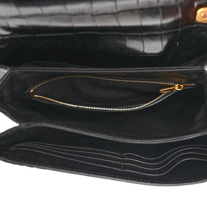 Balenciaga Shiny Extra Supple Calfskin Crocodile Embossed Small Triplet Bag Black 5 of 12