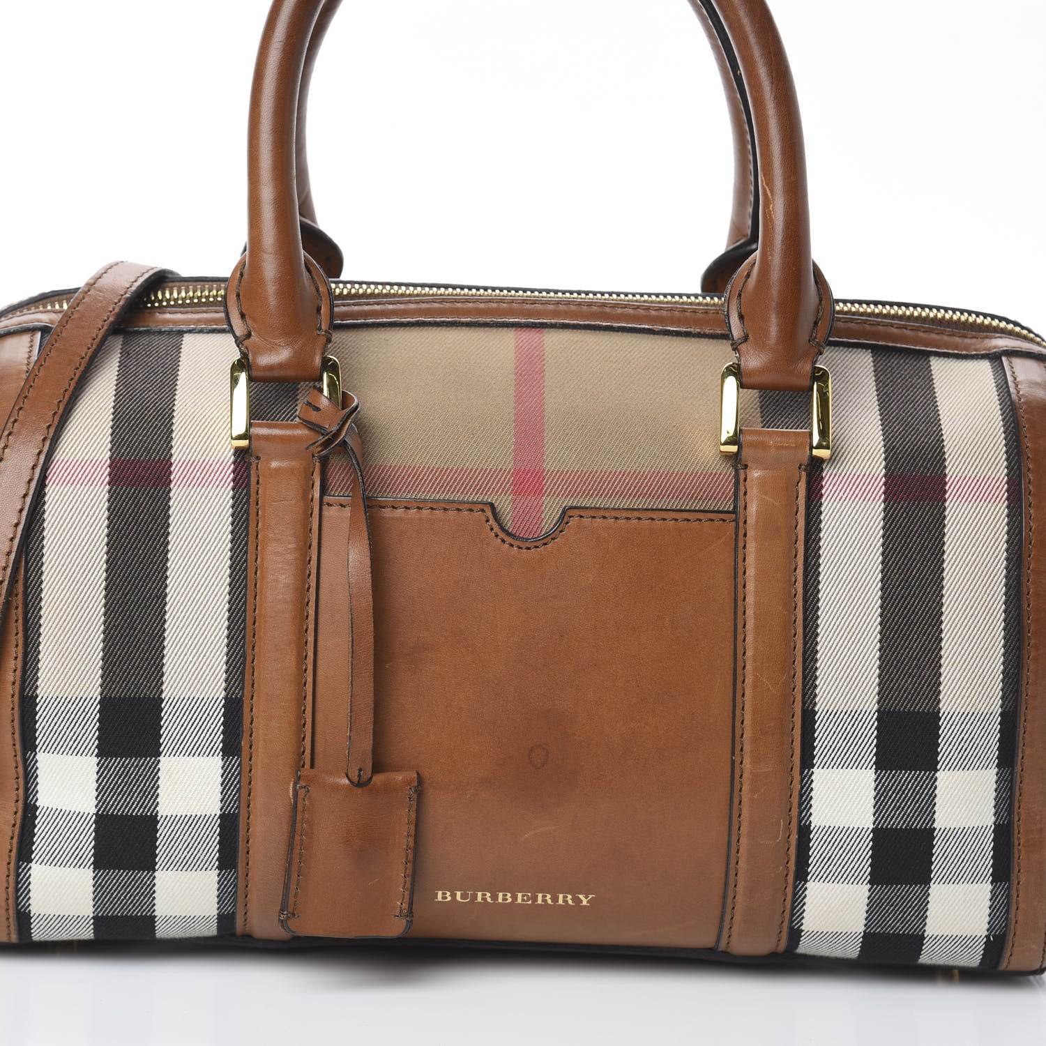 Burberry House Check Medium Alchester Bowling Bag Tan 7 of 9