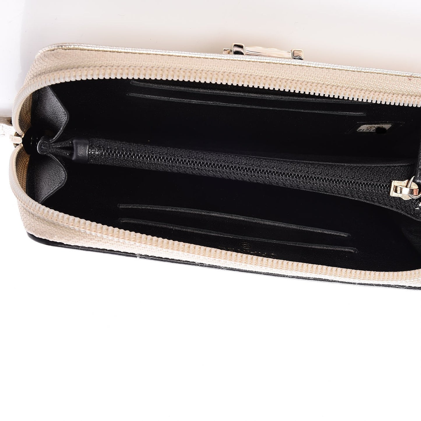 Lambskin Boy Zip Around Wallet Black Gold